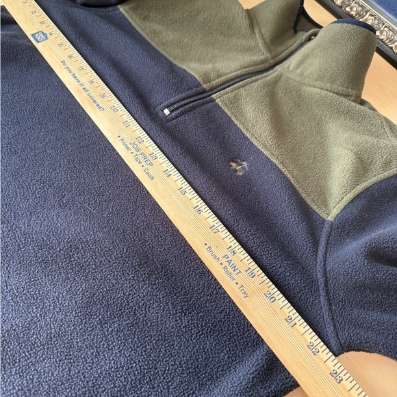 Brooks Brothers Men's Green and Blue Color Block Quarter Zip Fleece - M - Picture 3 of 9